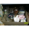 Image 1 : 2 BOXES OF MISC. GLASSWARE: PLATES, PLATTERS, ETC.