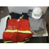 Image 2 : BIN OF MISC. WORK CLOTHES - HELMET, ETC.