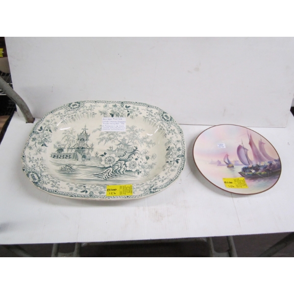 NIPPON HAND PAINTED PLATE & LG. PLATTER