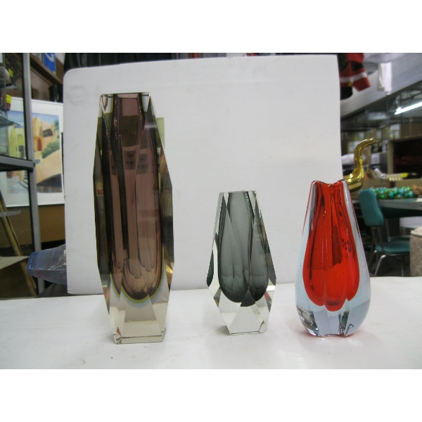 3 MURANO SOMEROSO VASES