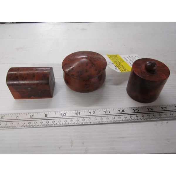 3 - VINTAGE BURL WOOD BOXES