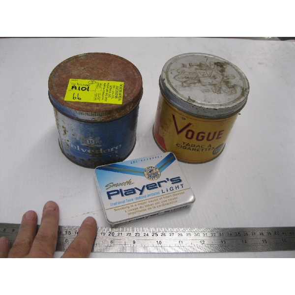 3 TOBACCO TINS