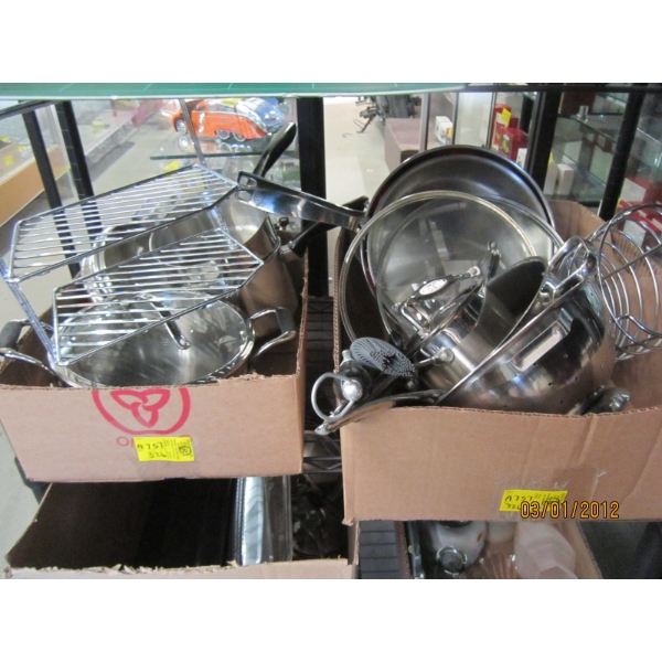 2 FLATS OF POTS/PANS