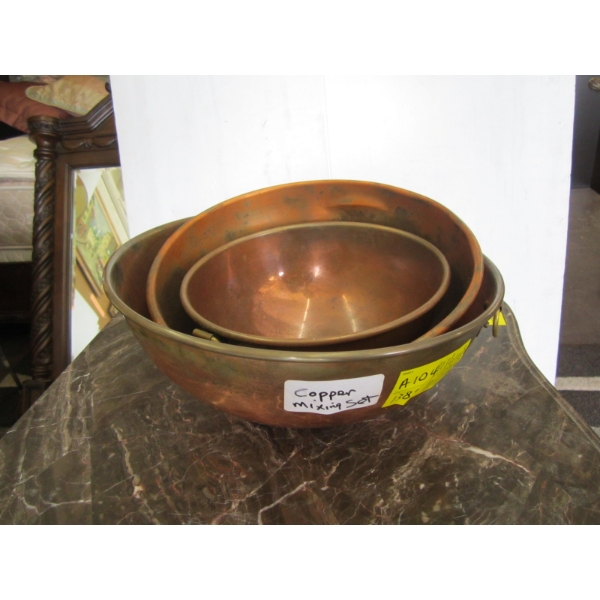 3 PIECE COPPER MIXING BOWL SET