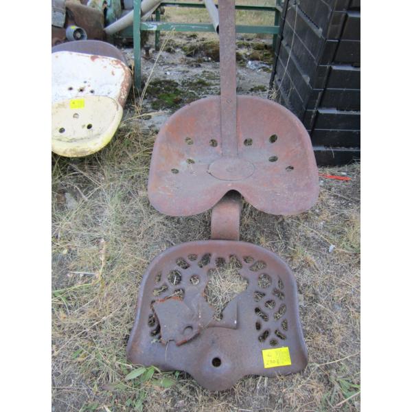 2 METAL TRACTOR SEATS - 1 CAST BUT BROKEN