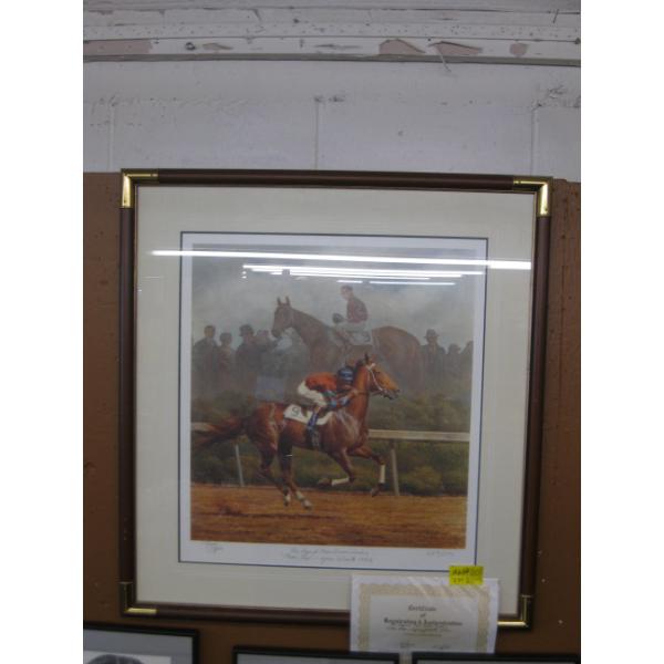 LG. NUMBERED PRINT, 523/1150, BY FRED STONE "THE LEGEND FROM DOWN UNDER"