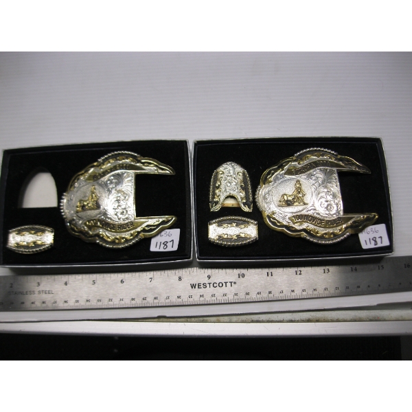 2 COLLECTOR BELT BUCKLES - 1 MISSING PIECE