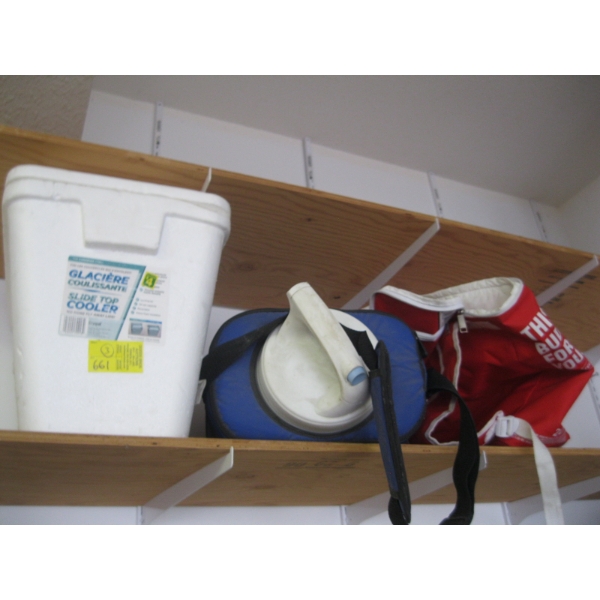 STYROFOAM COOLER, BUDWEISER COOLER & A WATER JUG COOLER