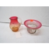 Image 1 : OBSOLESCENT CRANBERRY ART GLASS DISH & A CRANBERRY FADING TO AMBER CREAMER