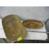 Image 1 : HAND CARVED WOODEN DOUGH BOWL & A PAINTED & CARVED WOODEN BOWL W/GIRAFFES