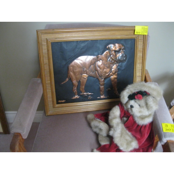 BULLDOG METAL CRAFT & SM. BEAR FIGURINE