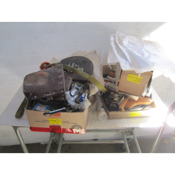 3 BOXES OF MISC. CAULKING TOOLS, ELECTRICAL, ETC.