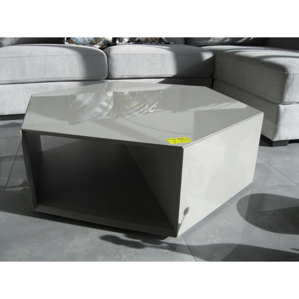 HEXAGON GREY COFFEE TABLE W/FOLD DOWN STORAGE