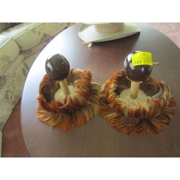 PAIR OF FEATHER MORACA'S