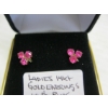 Image 3 : LADIES 14KT GOLD EARRINGS W/PINK STONES