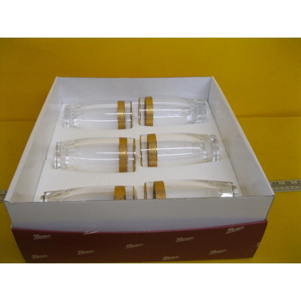 SET OF 6 MOSERS 24KT GOLD RIM CRYSTAL GLASSES