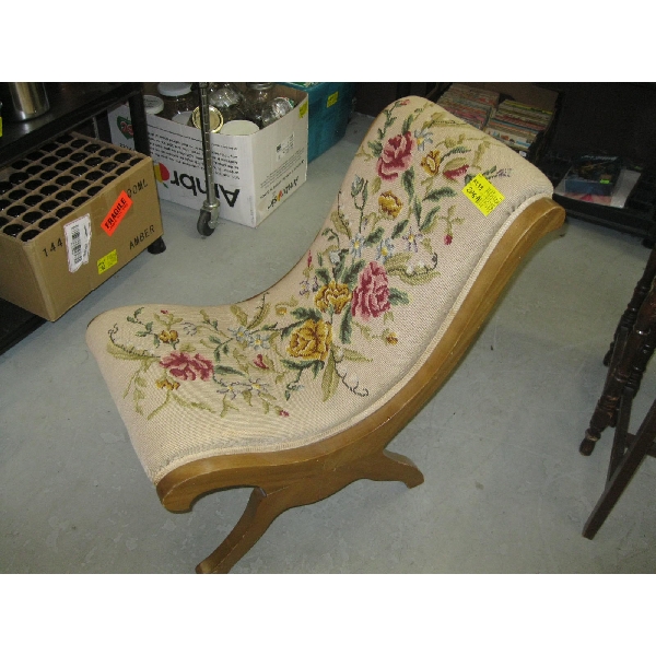 NEEDLEPOINT SLIPPER CHAIR