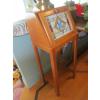 Image 2 : SM. DROP FRONT CABINET W/LEADED LIKE DOOR