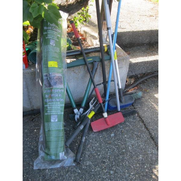 MISC. GARDEN TOOLS, LANDSCAPE FABRIC, ETC.