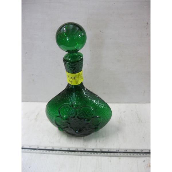 GREEN ANTIGUA ITALIAN EMPOLI VASE W/STOPPER