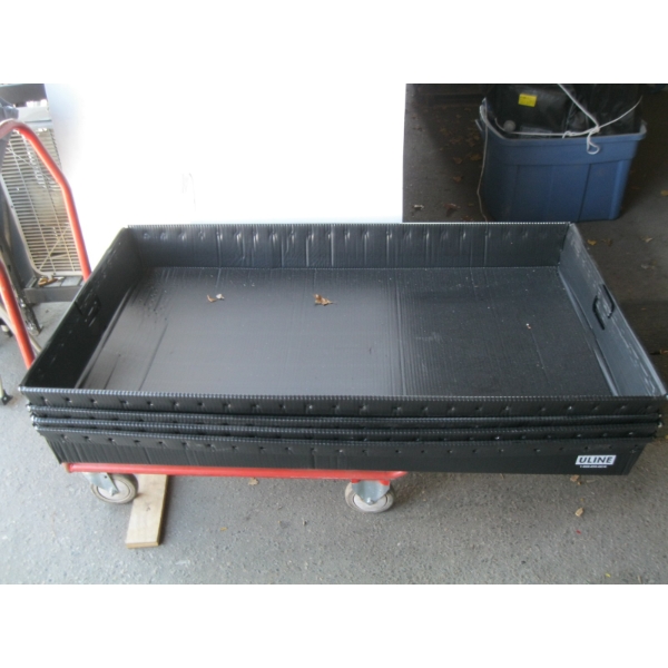 4 LG. HANDLED ULINE BLACK TRAYS - 48X30X6"