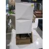 Image 1 : 2 DOOR WHITE CABINET W/GLASS & WOOD BASE