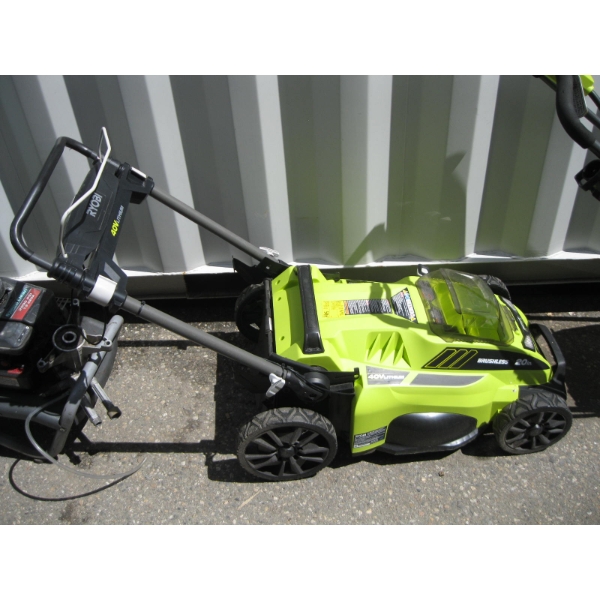 40V LITHIUM BRUSHLESS 20" RYOBI MOWER - W/ BATTERY AND CHARGER