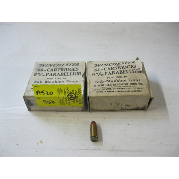 2 BOXES OF WINCHESTER 9MM  PARABELLUM|2X64 CARTRIDGES