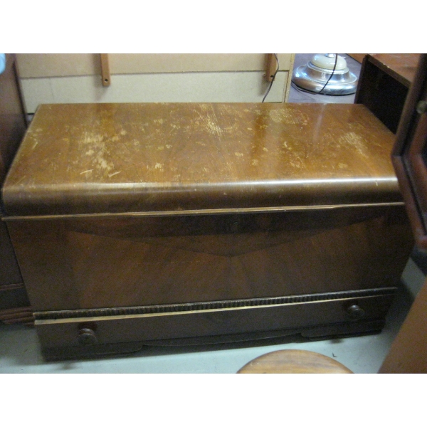 WATERFALL STYLE ANTIQUE CEDAR CHEST W/DRAWER