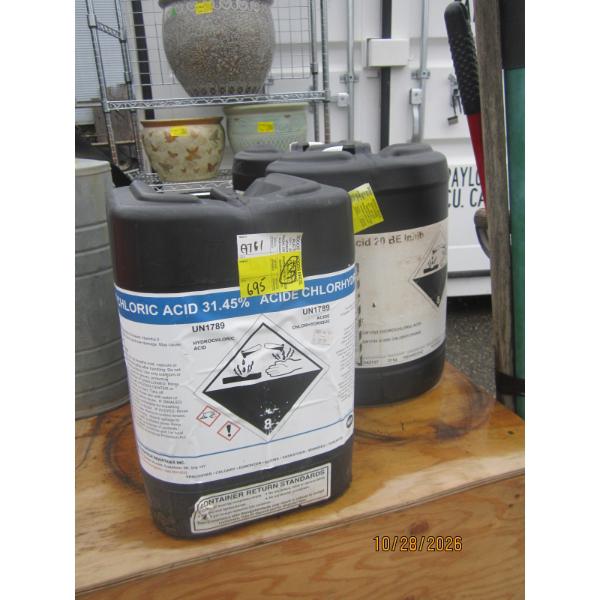3 CONTAINERS OF HYDROCHLORIC ACID