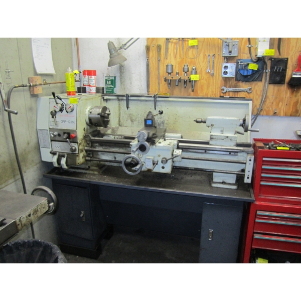 KBC LATHE MODEL GRIP-1236E ON STAND W/EXTRA ACCESS. 