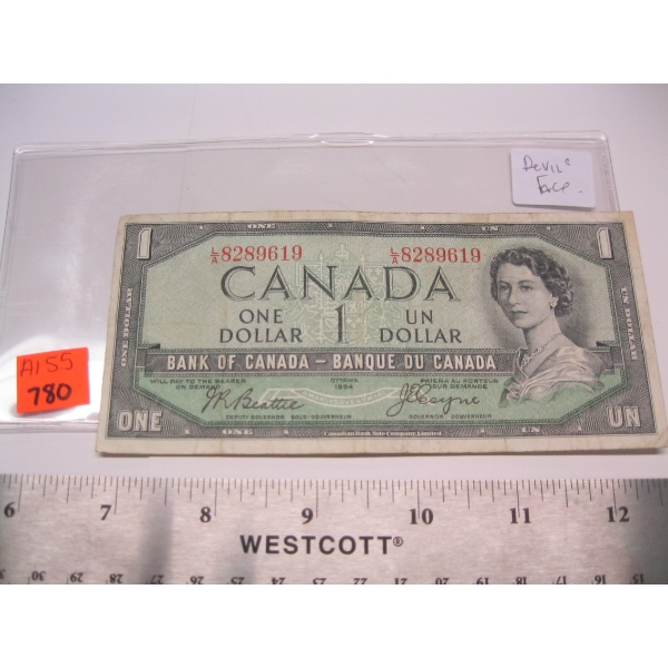 1954 $1 BILL W/DEVIL'S FACE