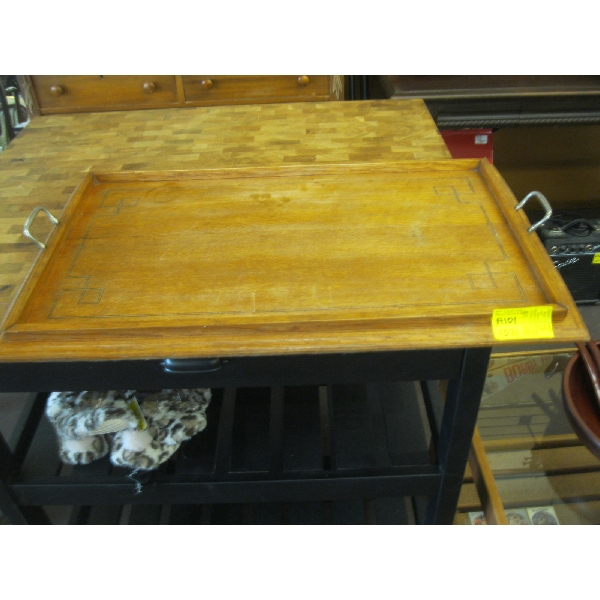 LG. WOOD TRAY W/HANDLES