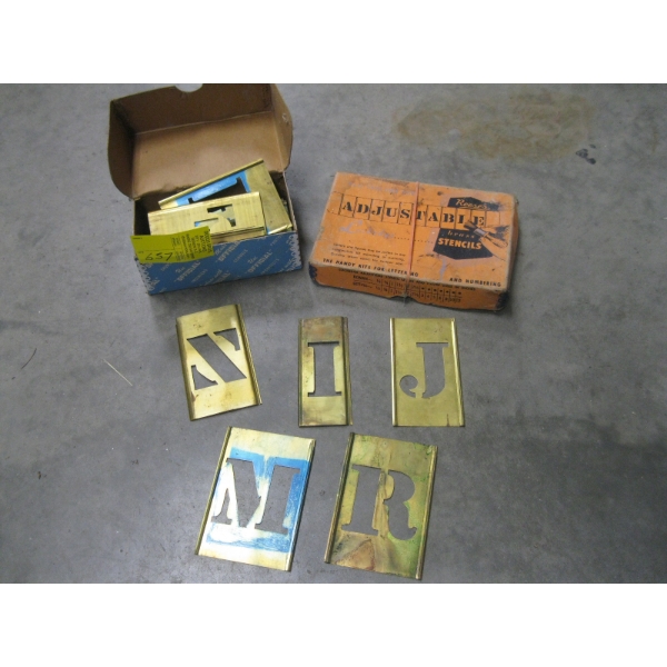 2 BOXES OF BRASS STENCILS