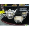 Image 1 : STERLING SILVER TEA SET - TEAPOT, CREAM & SUGAR, 1095G