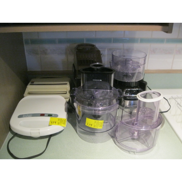 HAMILTON BEECH FOOD PROCESSOR, POPCORN MAKER, ETC.