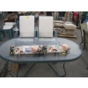Image 1 : OVAL GLASS TOP PATIO TABLE W/6 CHAIRS & UMBRELLA