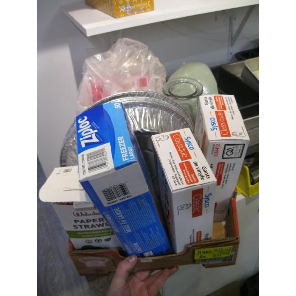 MISC. GLOVES, TIN PIE PLATES, ETC.