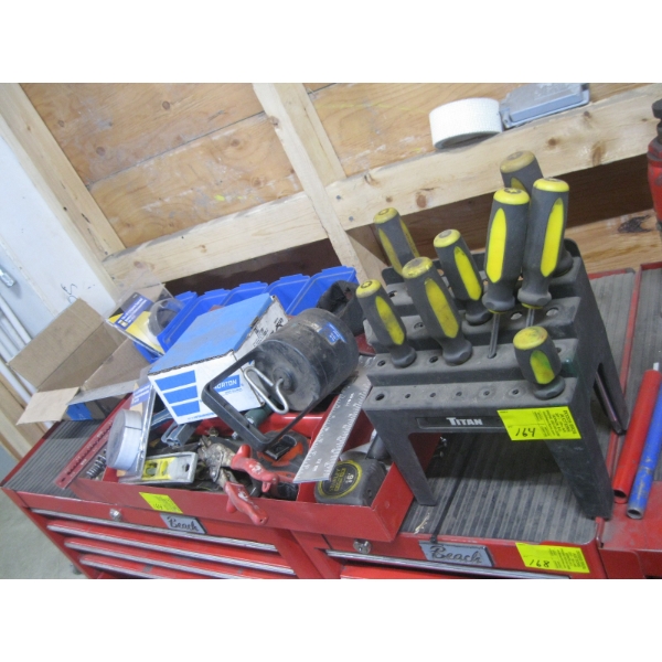 MISC. TOOLS, VISE GRIPS, TAPE MEASURERS, SCREWDRIVERS, ETC.