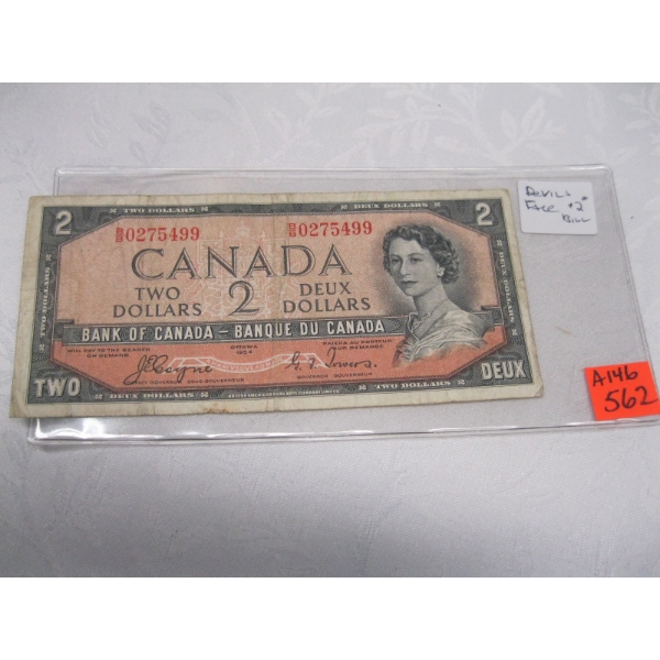 1954 $2 CDN BILL W/DEVIL'S FACE