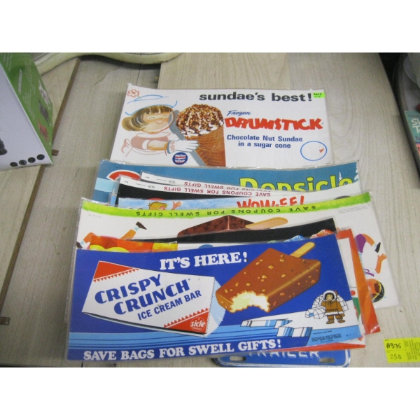 PLASTIC COVERED ICE CREAM TREAT SIGNS
