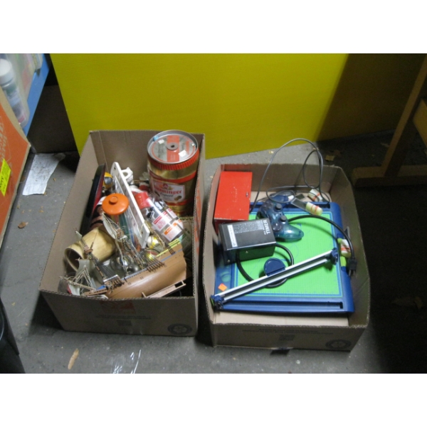 2 BOXES OF MISC. REFLECTORS, TIMER, BAR ITEMS, ETC.