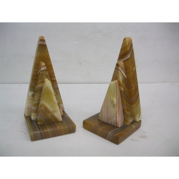 PAIR OF ONYX BOOKENDS