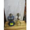 Image 1 : 2 GLASS COAL OIL LAMPS W/CHIMNEYS