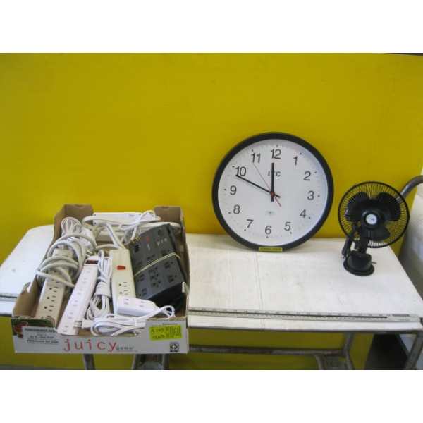 WALL CLOCK & BOX OF ASST. POWER BARS
