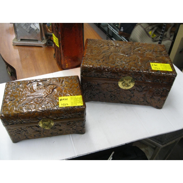 2 CARVED BOXES