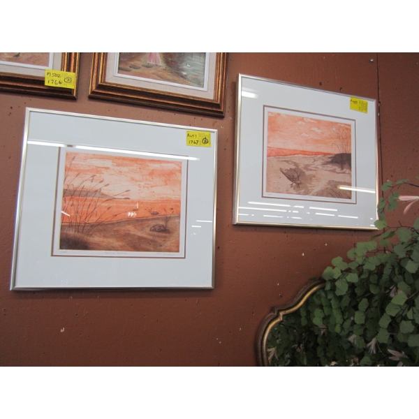 2 GOLD FRAMED SHORE PICTURES 