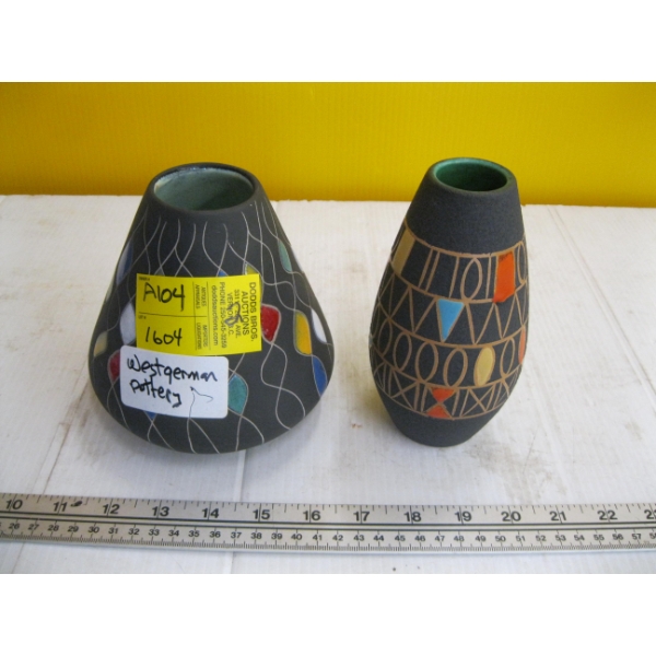2 WEST GERMAN MCM POTTERY VASES
