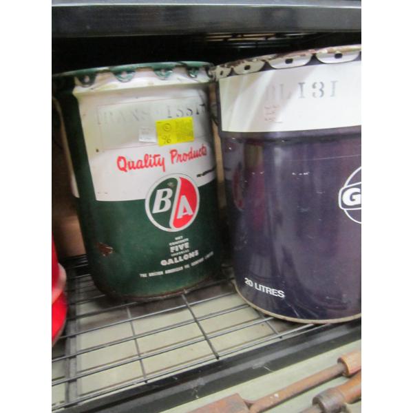 2 LG. OIL CANS - BA & GULF