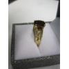 Image 4 : 14KT RING W/RED STONE W/SM. DIAMONDS, 4.8G, SZ 8